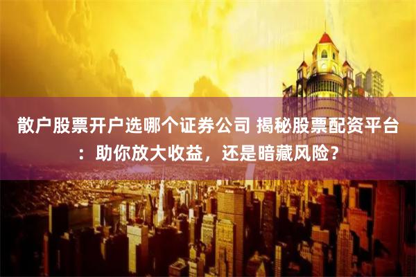 散户股票开户选哪个证券公司 揭秘股票配资平台:助你放大收益,还是暗藏风险?